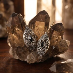 Boucles oreilles Lucknow en quartz Fumée