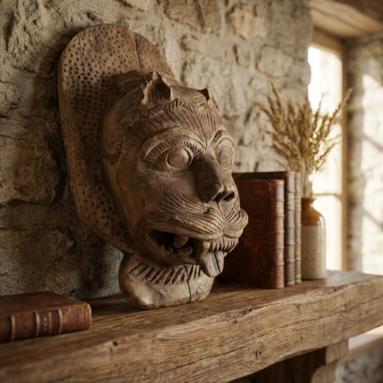 Masque Hanuman Ancien – Art Tribal Authentique du Nagaland