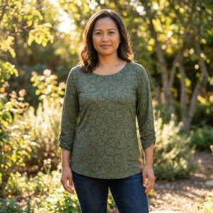  Pull Organique Imprimé Coton Biologique vert