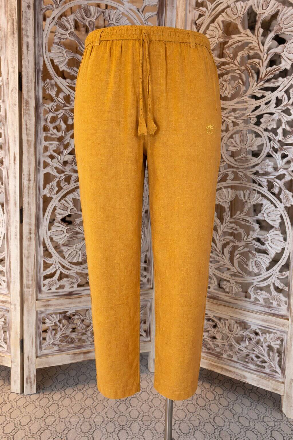 Pantalon homme Lin & Viscose jaune ocre