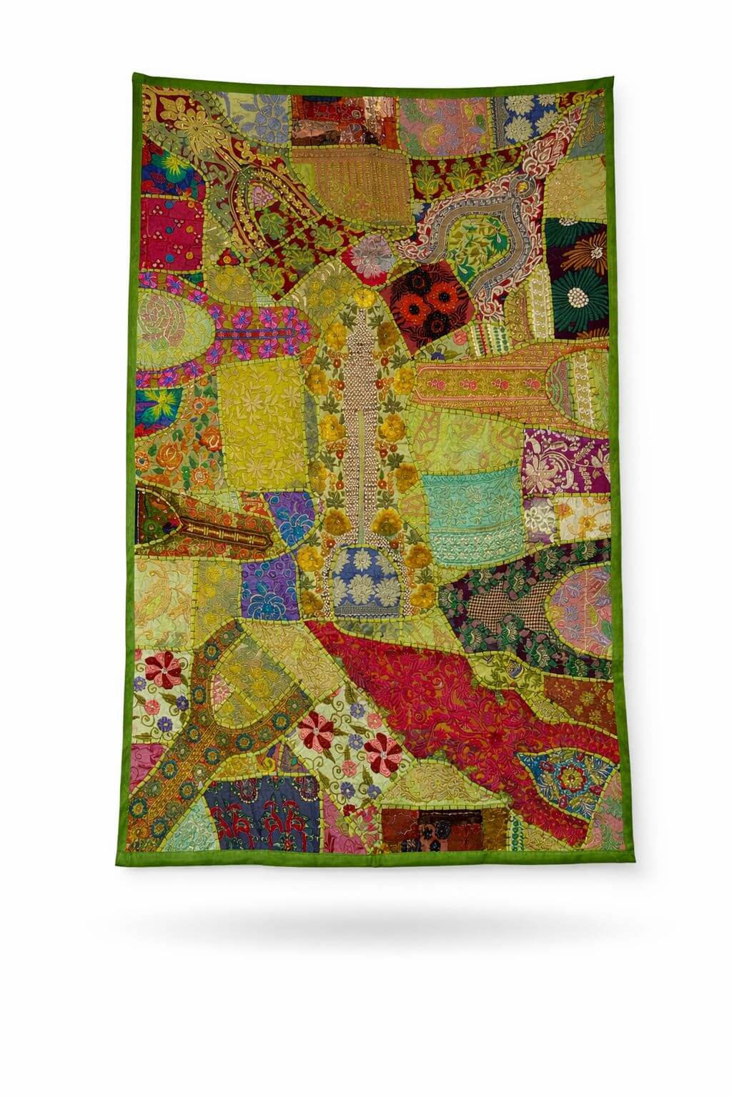 Couvre-lit Patchwork Indien Artistique – Collection Premium – 101 x 150 cm jaune