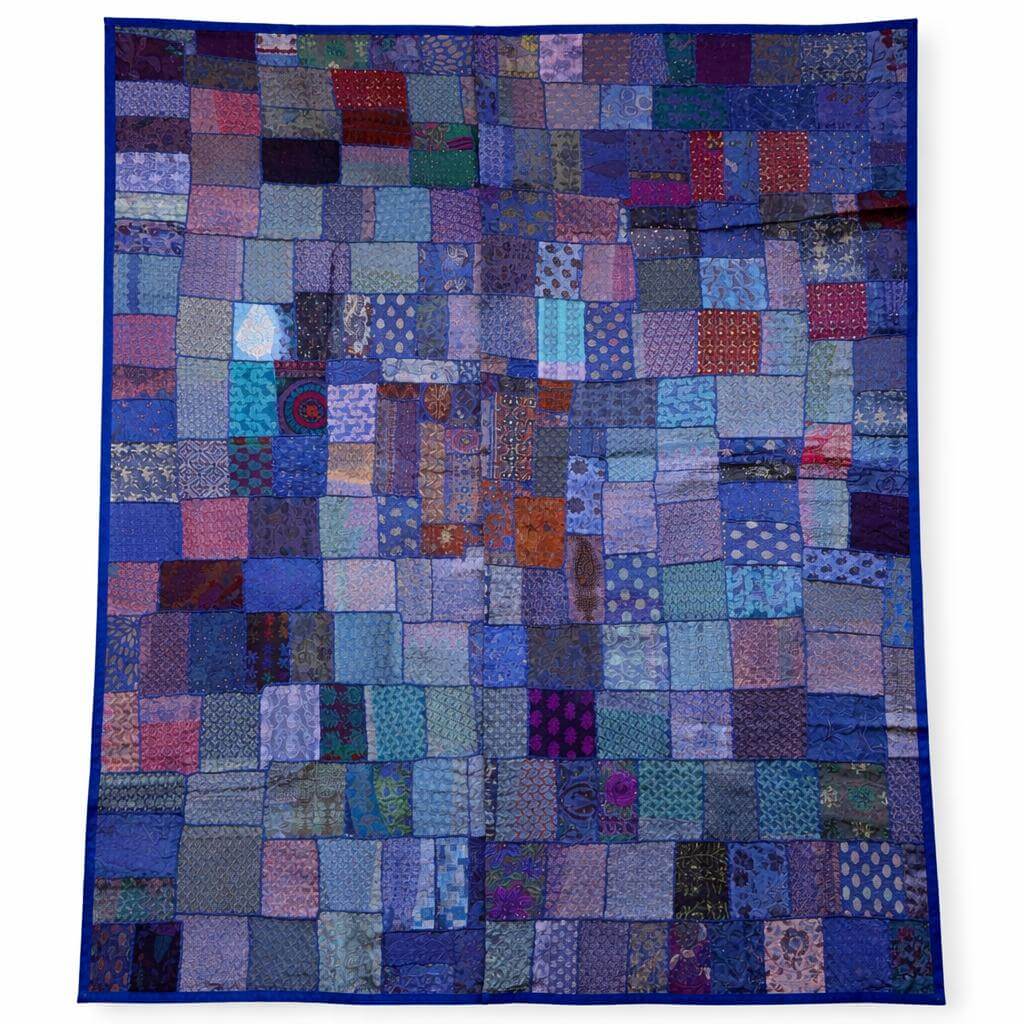 Grand patchwork couleur bleu