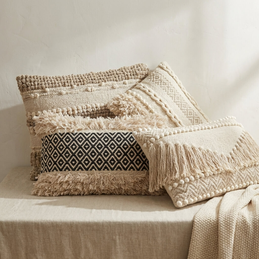 cathégorie coussin boho rectangulaire