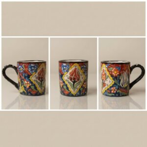 Mug Artistique «Jardin des Tulipes» -Céramique Peinte à la Main