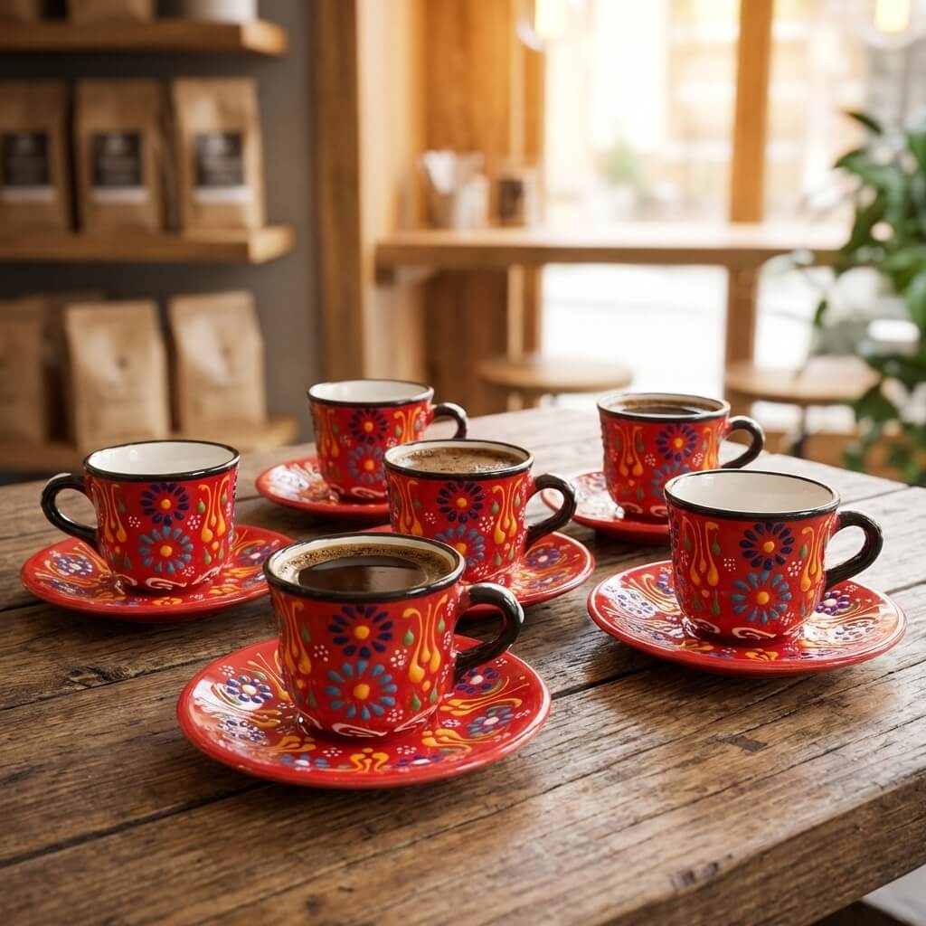 tasses à café rouge