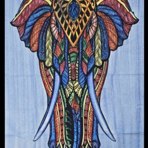 tenture éléphant batique bleu