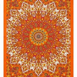 Tenture Murale Mandala Indien Orange et Jaune